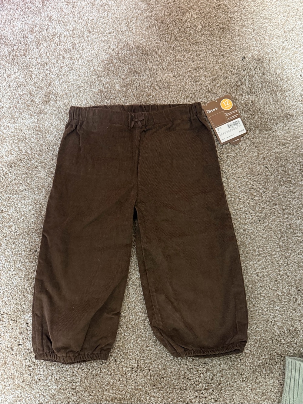 NWT Y2K Carter's Brown Corduroy Ruffle Girls Pants 12M - Picture 2 of 5
